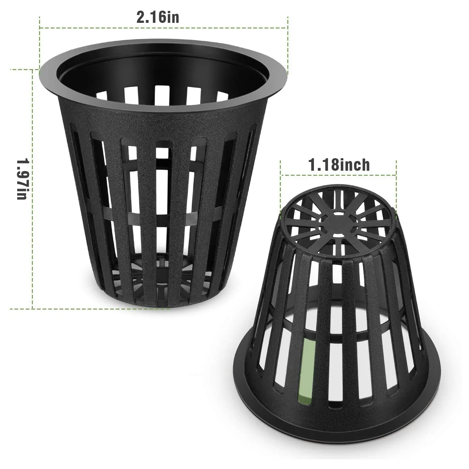 Copos líquidos para hidroponia, malha entalhada, filtro de lábios largos, vaso de plantas, cesta de balde, 2 in, 60 Pack