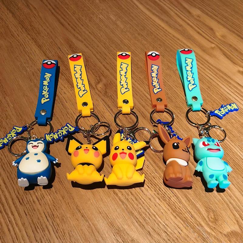 Pokemon Action Figure Pikachu Portachiavi Anime Carino Snorlax Eevee Zaino Ciondolo Bambola Auto Portachiavi Ornamenti Gioielli Regali per bambini