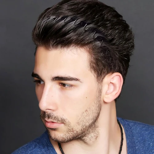 Imagen 2 del producto Diadema de Metal Unisex antideslizante Color negro ondulado aro de pelo de primavera mujeres hombres deportes al aire libre sombreros de moda simples