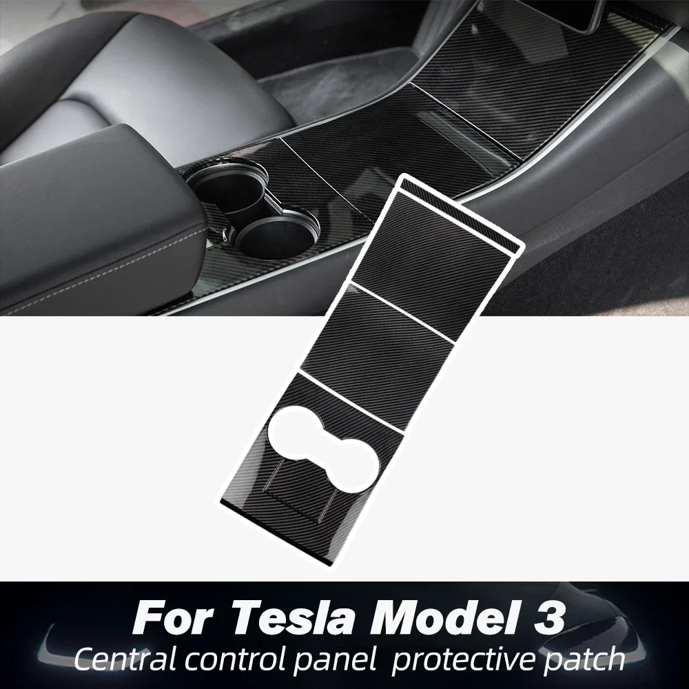 Car Central Control Panel Protective Patch for Tesla Model 3 Y Carbon Fiber ABS Model Y Center Console Shell Sticker 2017-2020