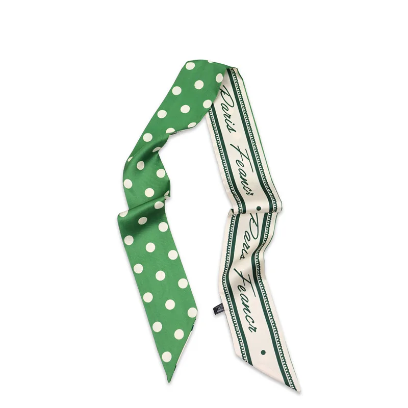 

New Ins Polka Dot Narrow Silk Scarf Korean Style Fashion All-Match Decorative Neck Protection Long Scarf Headband Women's Ribbon