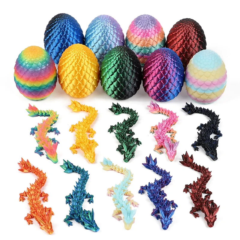 

12Pcs/Set 3D Printed Toys Artistic Dragon Egg Statue Simulation Snake Dragon Collection Surprise Tabletop Decoration Easter Gift