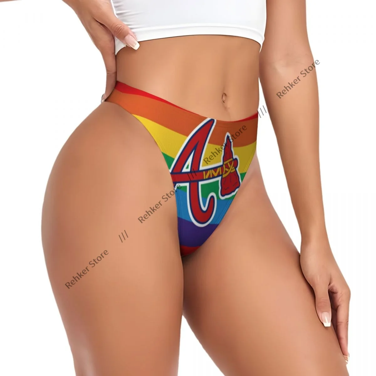 

Sexy Panties Braves Rainbow Flag Thongs Underwear Women Lingerie Breathable G-string