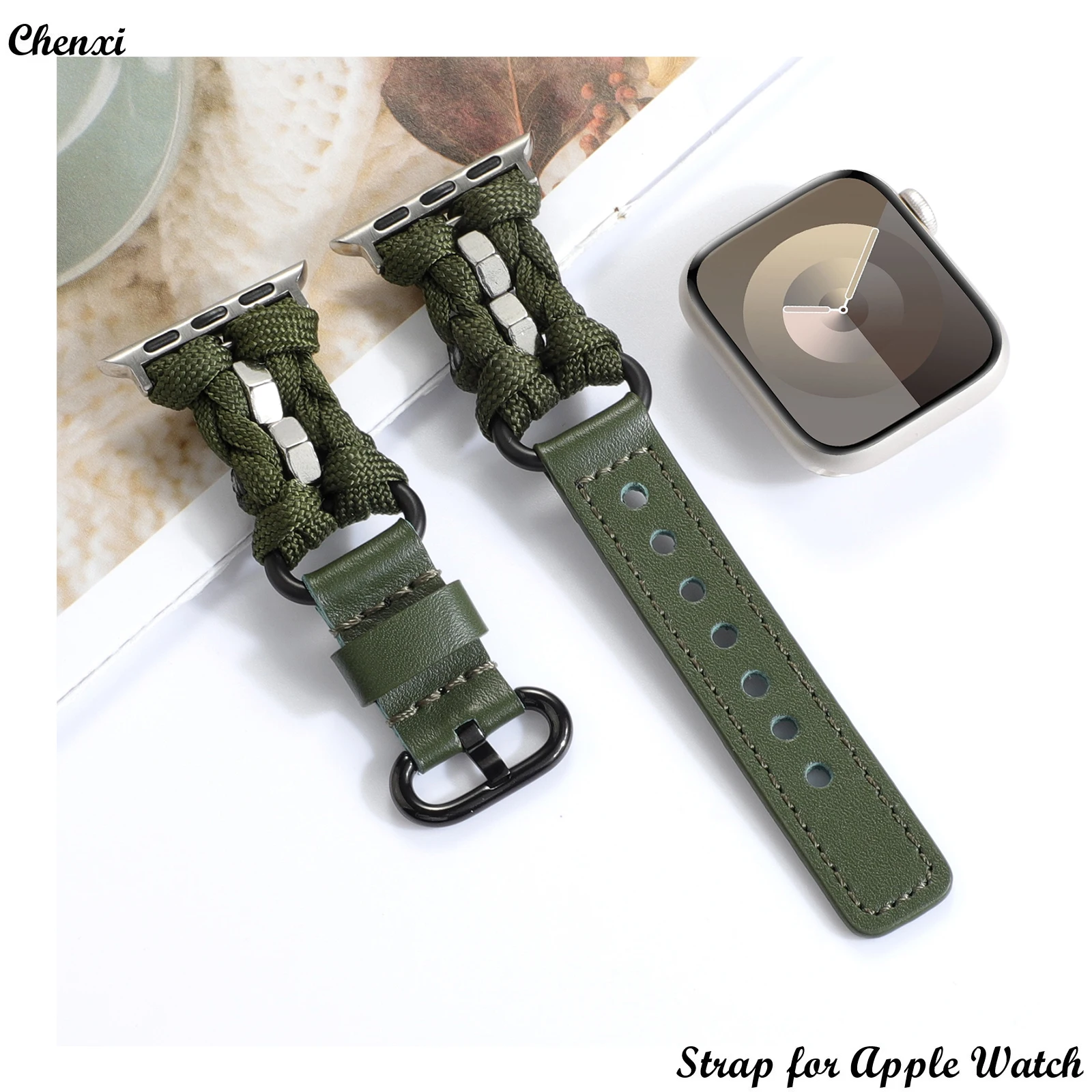 

Nylon strap for Apple watch band leather chain for iwatch98765SE40 42 44 45 49MM Ultra men metal women fashion Screw cap wrist