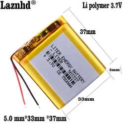 1-10pcs 3.7V 750mAh 503337 503540 Liter energy battery Polymer lithium ion Li battery for mp3 mp4 smart watch speaker POWER BANK