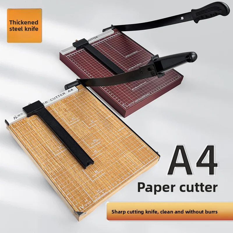A4 Paper Cutter Guillotine Trimmer with Thickened Steel Blade and Wooden or Steel Base for Photos Cards Labels Manual Desktop
