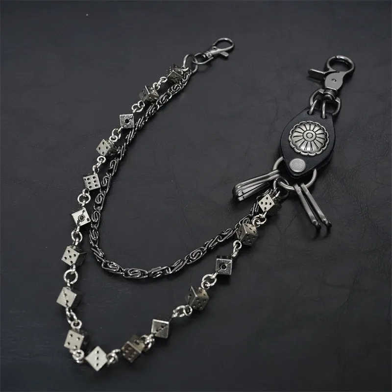 Men Vintage Long Metal Rock Trousers Hipster Pant Jean Keychain Ring Clip Tassel Keychains Women Accessory