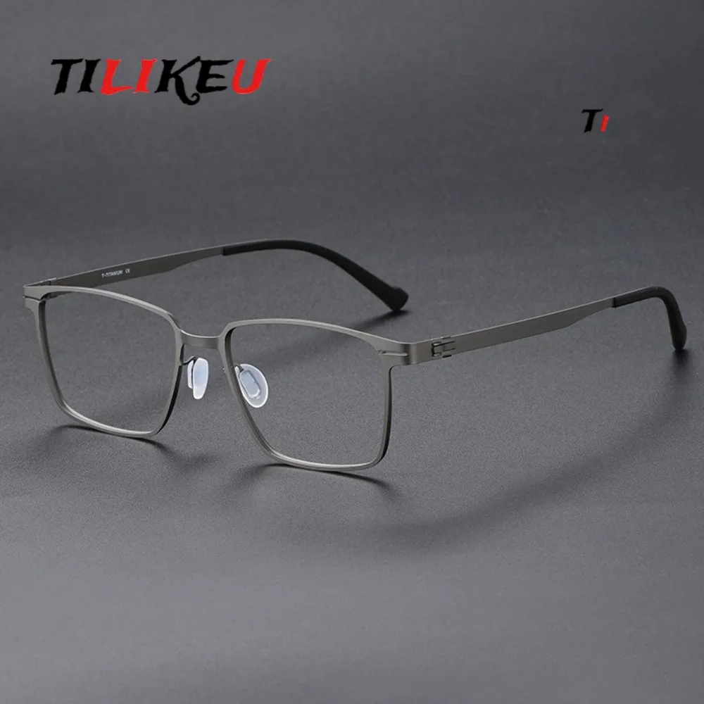 German Style Luxury Screwless Eyewear 2026 Ultralight Pure Titanium Business Retro Square Men and Women Large Face Glasses Frame