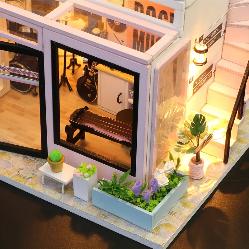 Mini casa de muñecas de madera para niños, rompecabezas 3D, juguetes de modelos de ensamblaje, decoración del dormitorio del hogar con muebles,