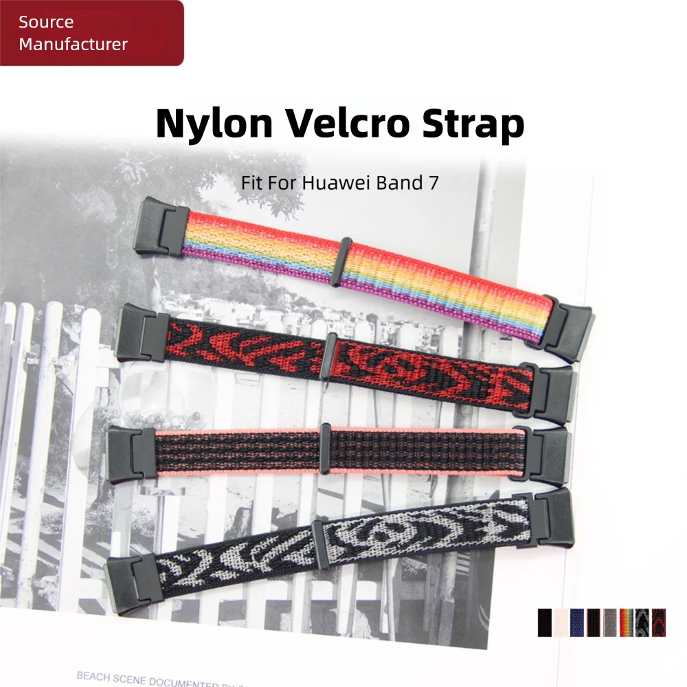 حزام ساعة من النايلون الفيلكرو لهواوي هواوي باند 7 سوار سريع الإصدار وقابل للغسل بديل قابل للتعديل رياضي ذكي كوريا