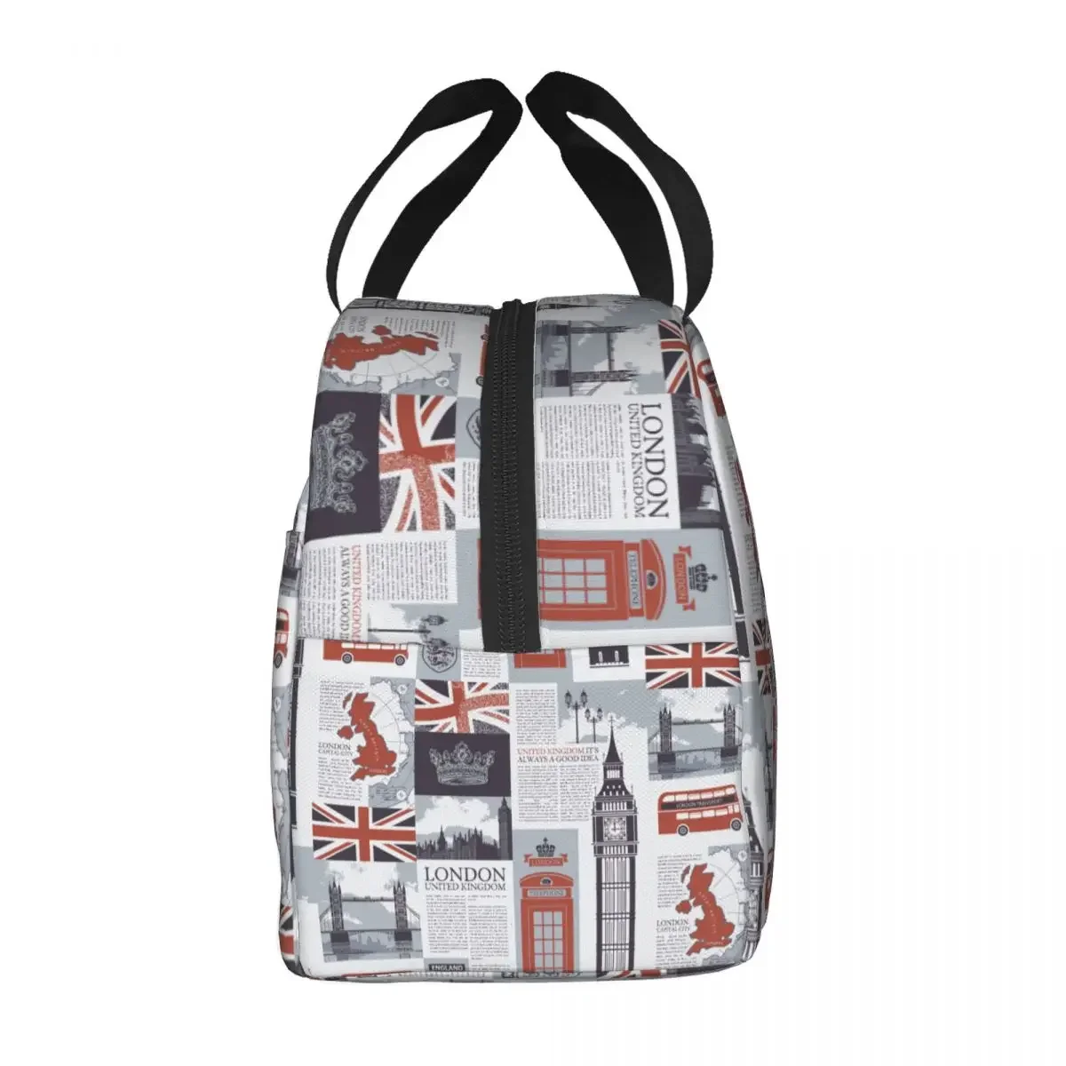 United Kingdom London Pattern Thermal Insulated Lunch Bag Women UK British Logo Portable Lunch Tote for School Food Bento Box