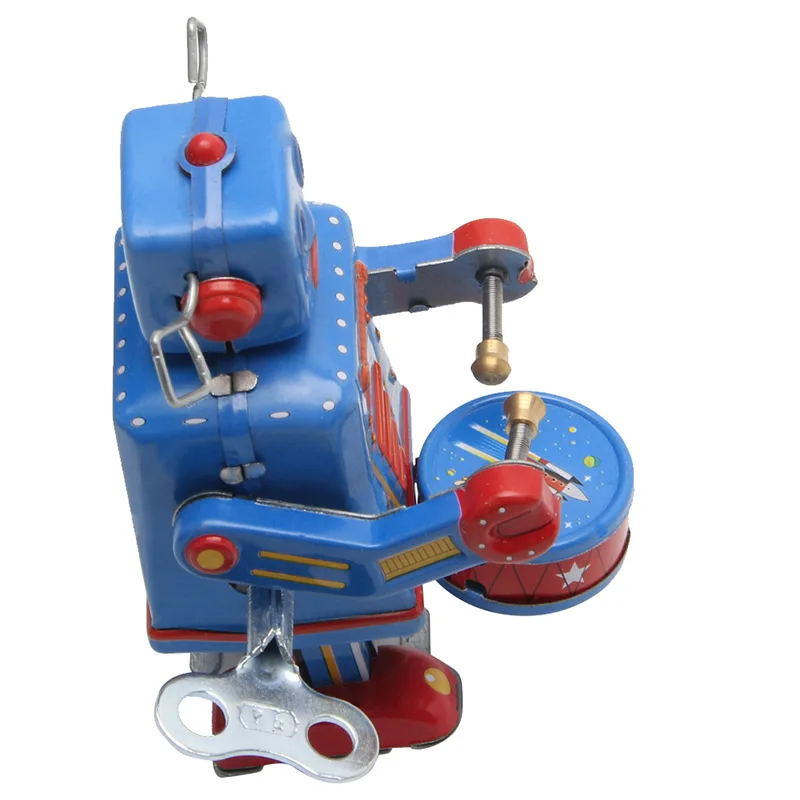 Robot cuerda con mecanismo relojería Retro para niños, juguete Metal para caminar, regalo coleccionable Vintage