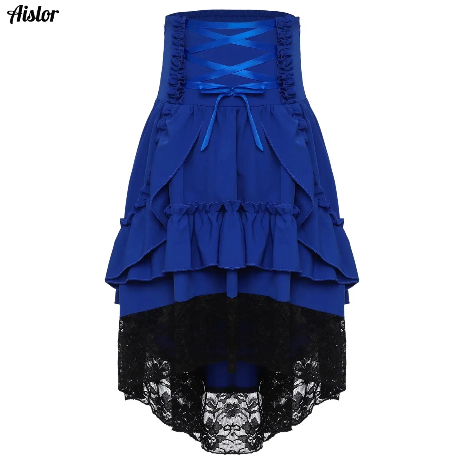 

Girls Medieval Renaissance Skirt Vintage Victorian Layered Lace Ruffle Skirt Frilly Steampunk Gothic Skirt for Halloween Costume