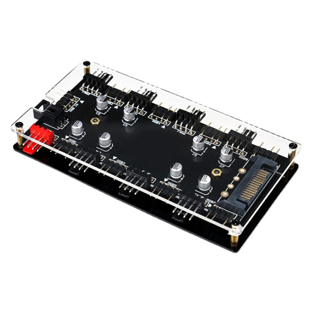 12 فولت 4Pin/5 فولت 3PIN برودة مروحة محور الفاصل اللوحة مزامنة ARGB/RGB PWM مروحة محور الكمبيوتر سرعة تحكم محول حالة مروحة مهايئ توزيع