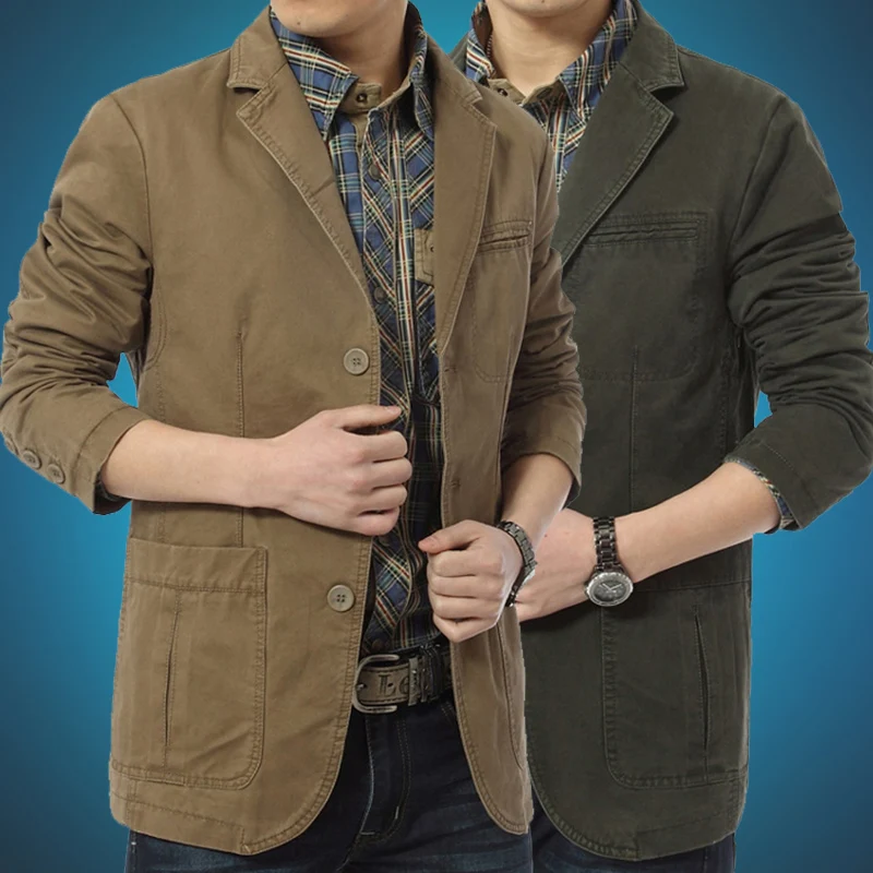 

Мужской пиджак среднего возраста, свободный модный деловой повседневный костюм в британском стиле, хлопковая повседневная одежда с тремя пуговицами, одинарные западные пальто