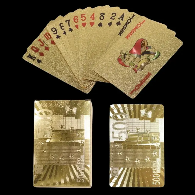 Cartes de jeu de poker en plastique de style européen, feuille d'or, accessoires de jeu étanches, outils magiques, objets de collection de vacances, cadeaux de fête