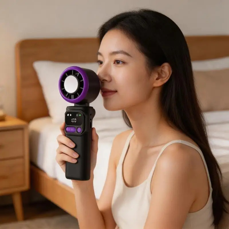 CORA Portable Foldable Fan Powerful Handheld Fan with Cold Compress 0-199 Speed USB