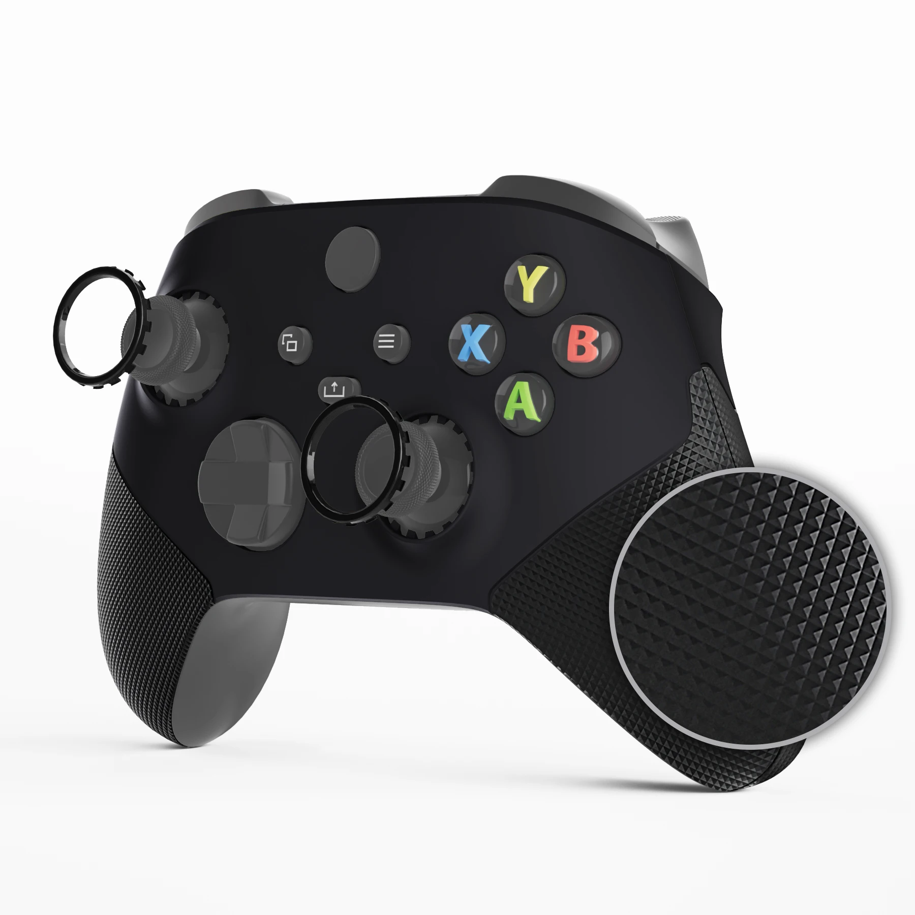 Extremate Black ASR versi Rubberized Side rail Front Shell Faceplate dengan cincin aksen untuk Xbox Core Wireless Controller