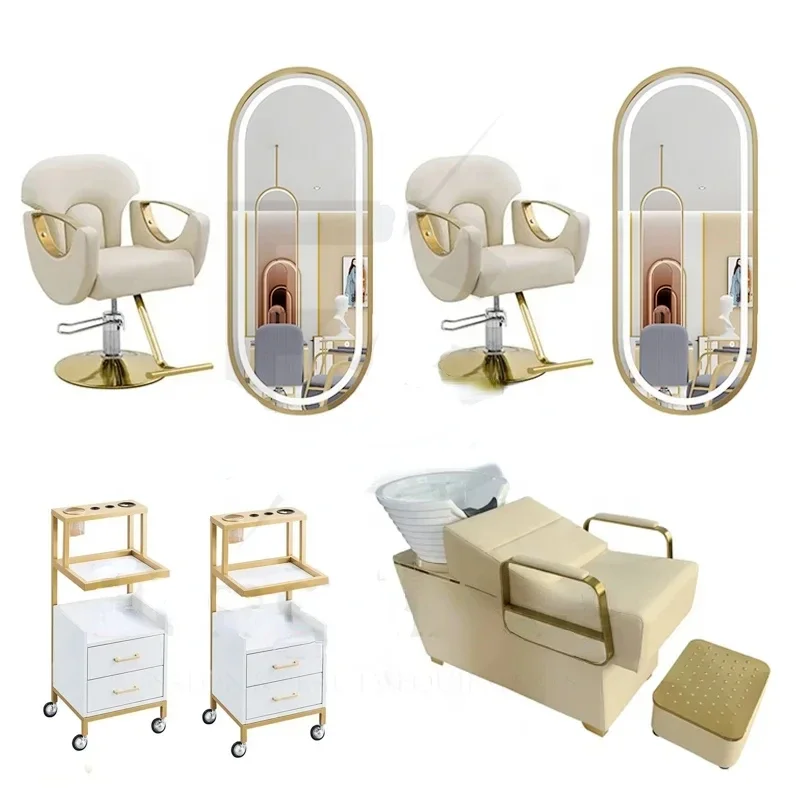 white barber shop set salon furniture barber chair shampoo chair hairdressing styling chair