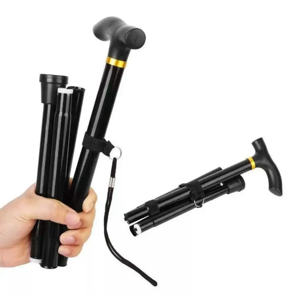 Lightweight Telescopic Trekking Stick Strengthen Adjustable Crutches Portable 5-Section Folding Canes for Adults Elderly People