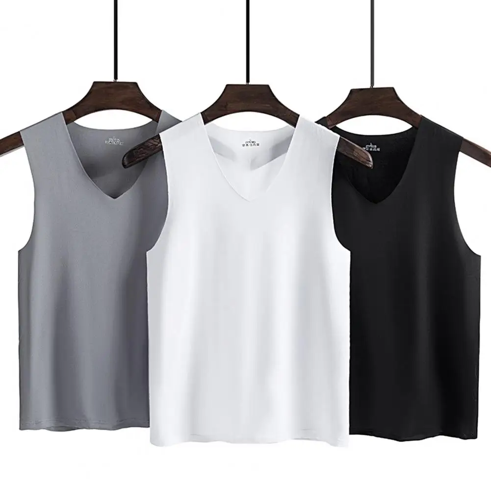 Male Vest Stylish Ice Silk Vest T-Shirts Tank Top Cool Sleeveless T-shirt Sports Vest Running Training Basketball Fitness Vest