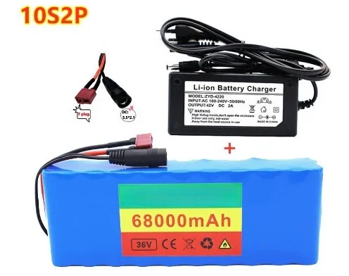 Akumulator litowy 36V 68Ah 10S2P 18650 do mocnych motocykli elektrycznych/hulajnóg elektrycznych 500W 36 V, akumulator litowo-jonowy wielokrotnego ładowania
