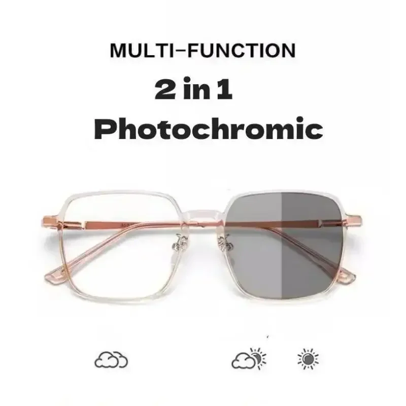 Photochromic Anti Radiation Glasses for Women Men Sunglasses Eyeglasses Square Frames Shade Computer Anti Blue Light Eyewear 5
