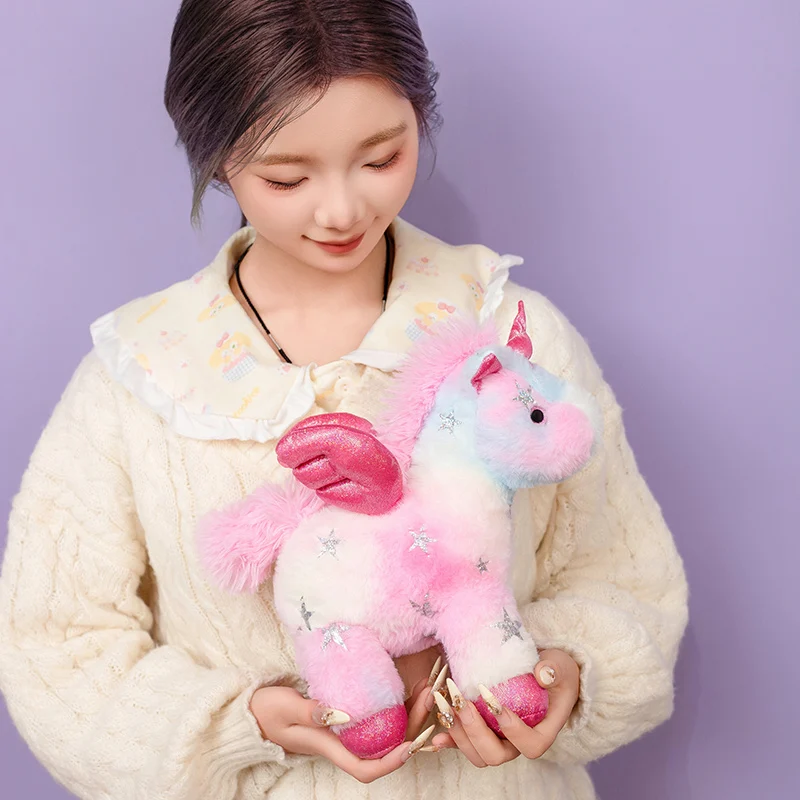 Nieuwe staande houding gekleurde eenhoorn poppen superzachte cartoon speelgoed dieren kantoor decor verjaardagscadeaus voor meisjes sierkussen