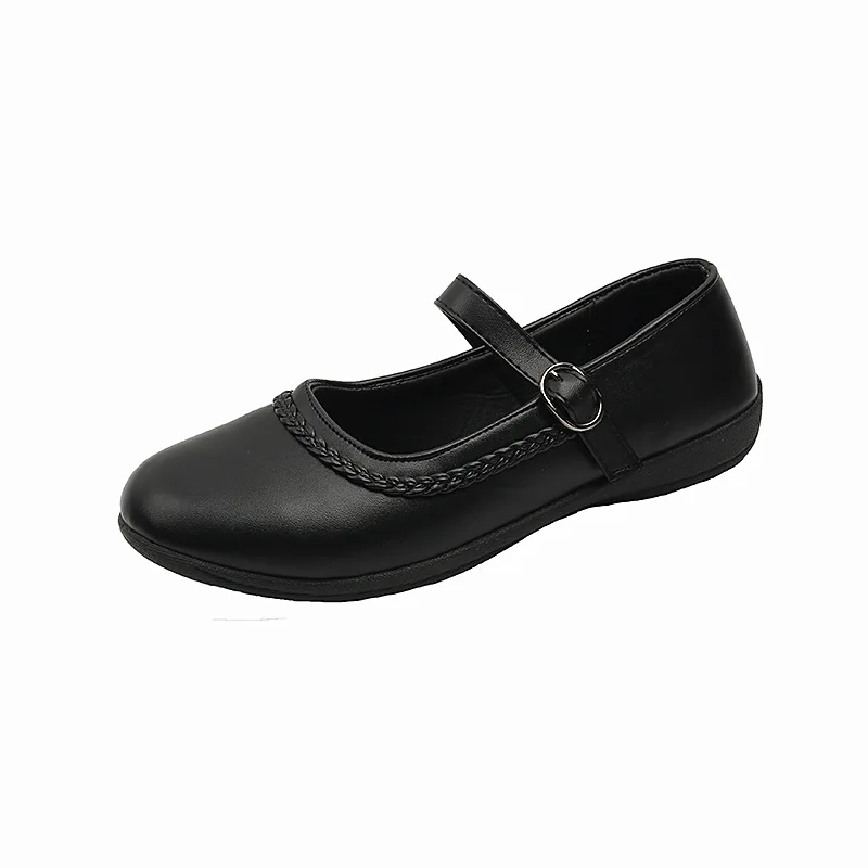 Sapatos escolares de couro preto estilo britânico para meninas, sapato de uniforme infantil, sapato de princesa infantil, moda antiderrapante, novo, preto, 2024