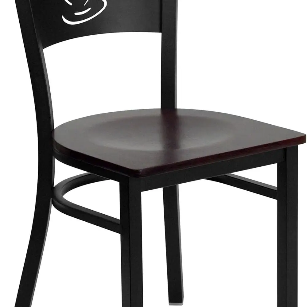 

Series Black Coffee Back Metal Restaurant Chair - Mahogany Wood Seat