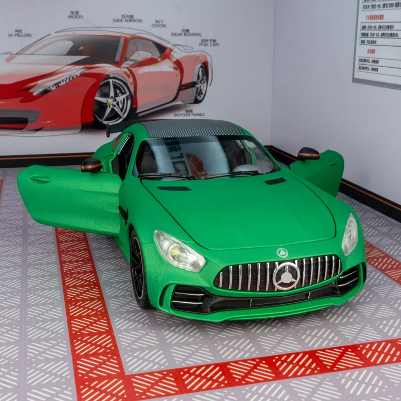 1:24 Mercedes GT supercoche de aleación modelo puertas de coche y maletero del capó del motor se puede abrir un coche de juguete para niños con sonido e iluminación