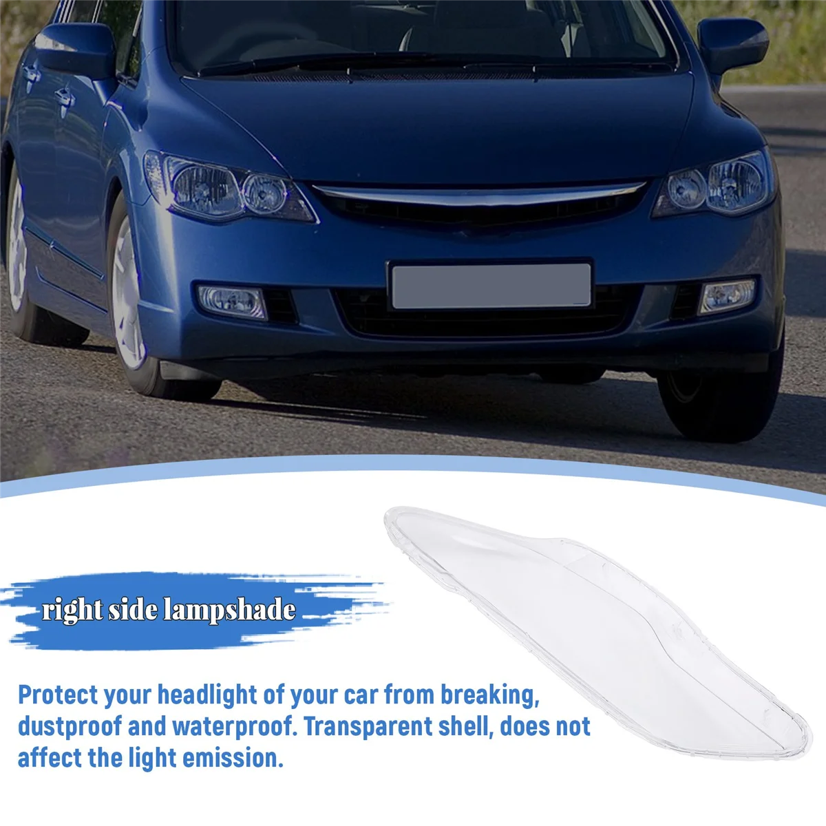 Couvercle de coque de lampe à lentille transparente pour Honda Civic ineau, lumière de sauna avant droite de voiture, 2006, 2007, 2008