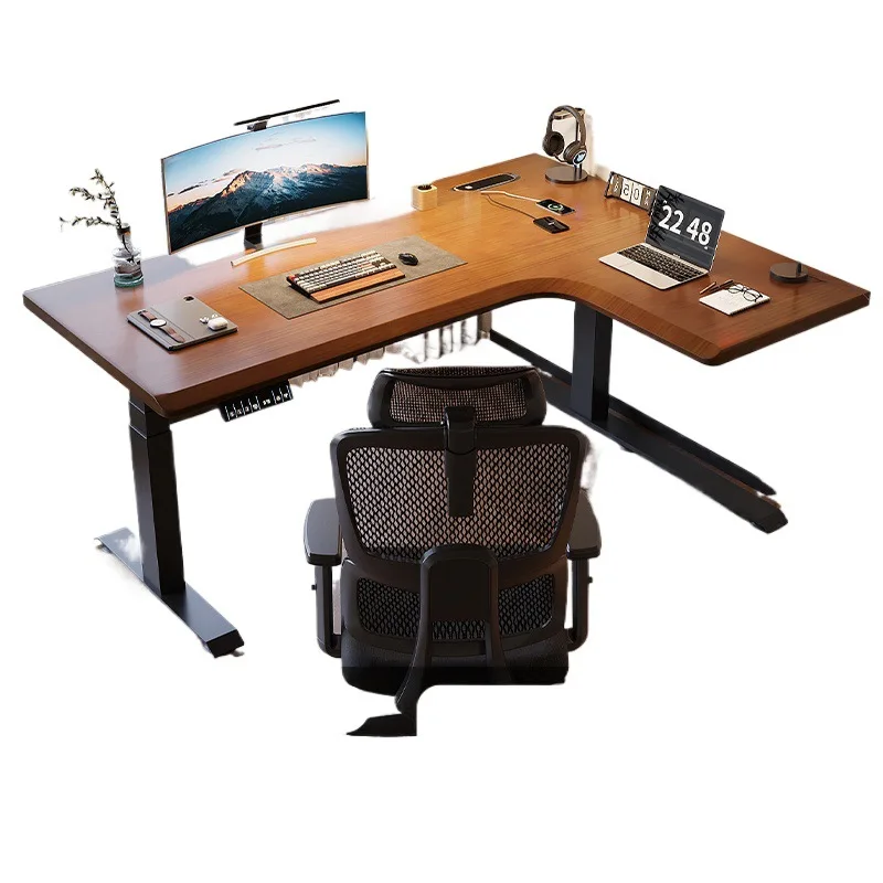 Lifting table Double computer desk Bedroom Home workbench L-shaped office desk Corner table