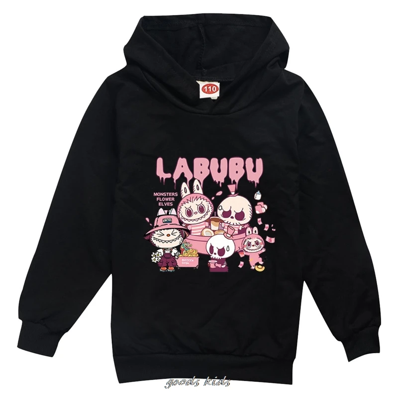 Spring Autumn Cute Labubu Clothes Kids Fashion Hoodies Children's Sweater Toddler Girls Baby Boys Pullover Sweatshirts