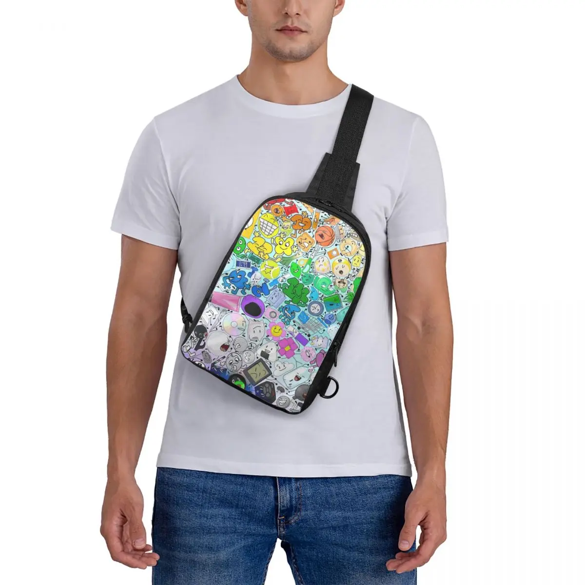 

BFDI All Characters Chest Bag Crossbody Backpack Sling Shoulder Bag For Men Traveling Hiking Daypack