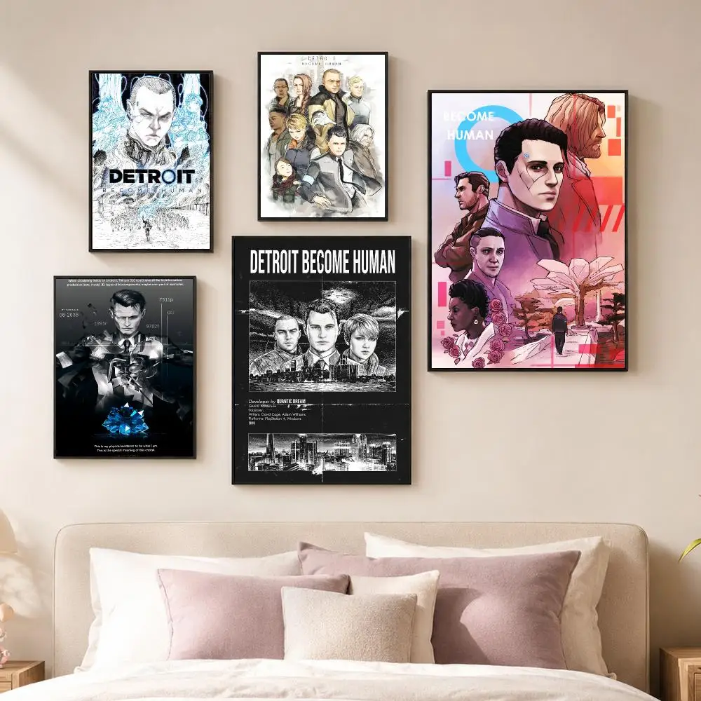 Game D-Detroit: Become Human Poster Vintage PP Paper Wall Art Home Decor Print for Bedroom Living Room Aesthetic Gift