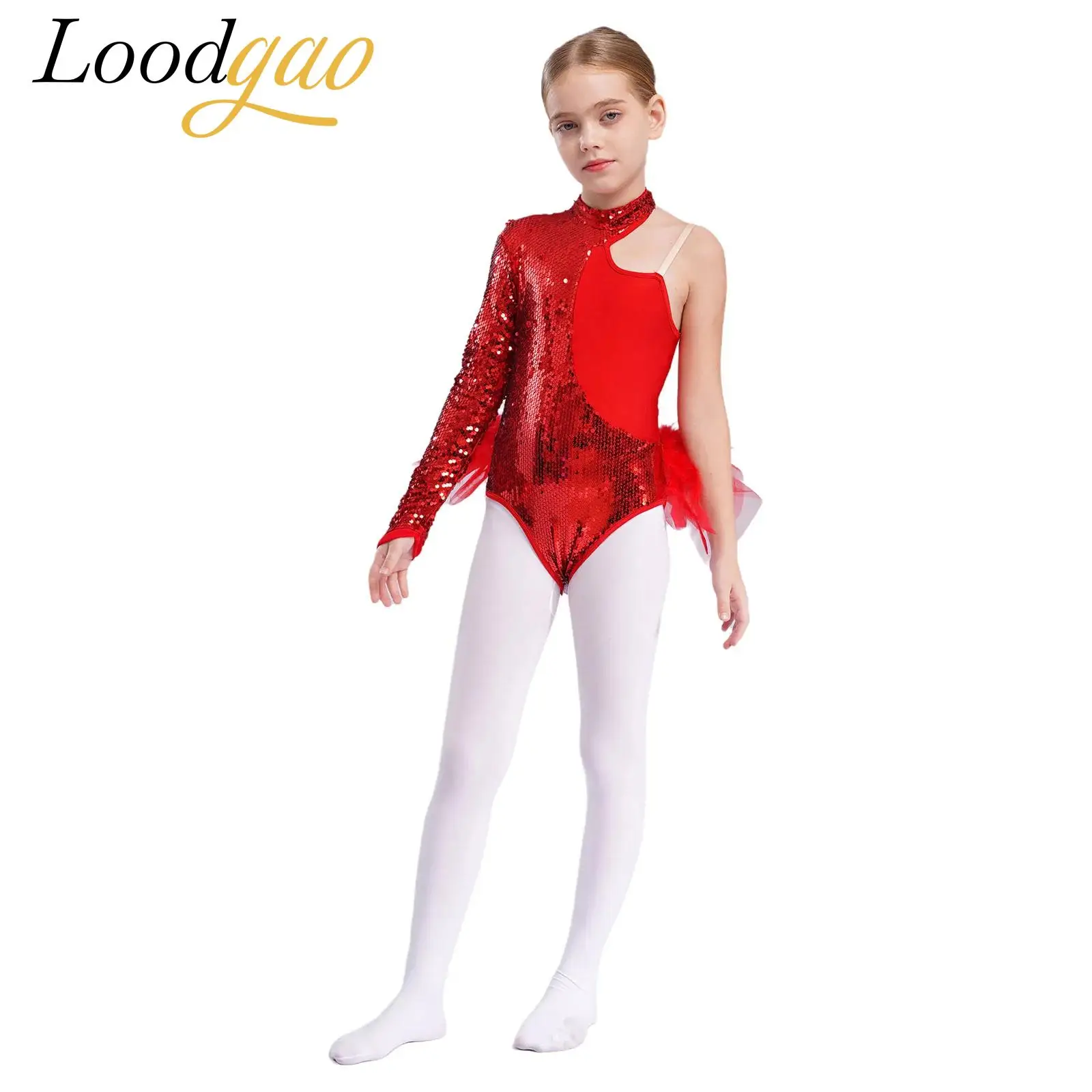 

Girls Ballet Leotard Sequins Gymnastics Bodysuit Tulle Skirted Tutu Children Dance Jumpsuit Teens Kids Skating Costume