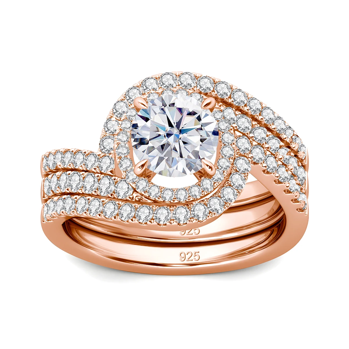 Hochwertige 2-teilige Moissanit-Ringe für Damen Set Gold 2 Karat D-Farbe VVS1 Zertifiziert Verlobungsfeier Trend-Schmuck Geschenk 2025 – Detail 8