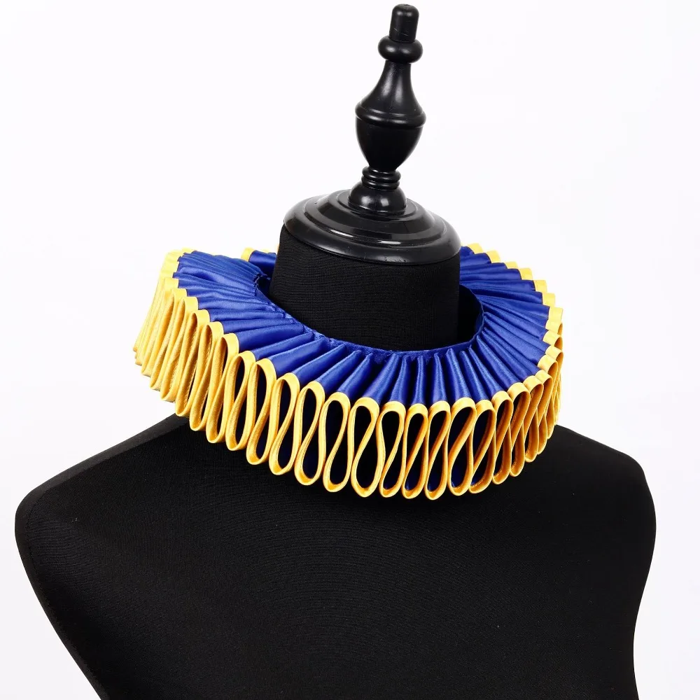 Kostum Victoria Opera Kerah Ruffle Leher Halloween Dapat Dilepas Kerah Ruff Badut Sirkus Retro Antik