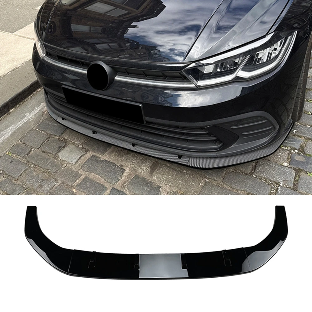 

For Volkswagen Polo MK6.5 2022+ Car Front Bumper Lip Spoiler Exterior Guard Protection Modified Auto Accessories Glossy Black
