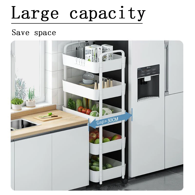 Mobile Storage Rack Trolley Household Multi-Layer Small Cart Kitchen Bathroom Book Shelf Snack Sundries Storage Rack with Wheels