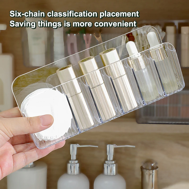With Partitions Bathroom Mirror Cabinet Cosmetics Mask Rack Mirror Cabinet Storage Box Wall Hanging Punch-free Wall-mounted