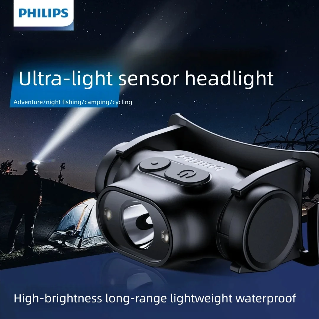 Philips New LED Headlamp Sensor Head Flashlight Ten Types of Lighting Rechargeable Headlamp Outdoor Working Camping Fishing