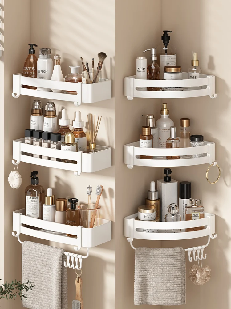 Badezimmer-Aufbewahrungsregal, Wandmontierte Eckregale, Duschablage, Halter für WC-Shampoo-Organizer, Badezimmerzubehör