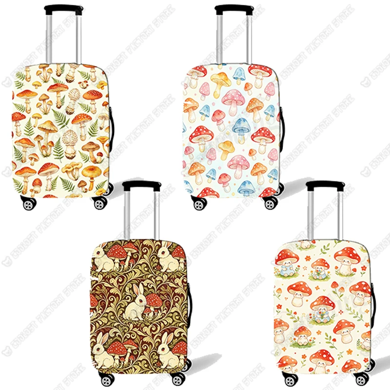 Colorful Mushroom and Rabbit Plant Pattern Luggage Covers for Travel Cute Bunny leaves Anti-dust Suitcase Protective Cover