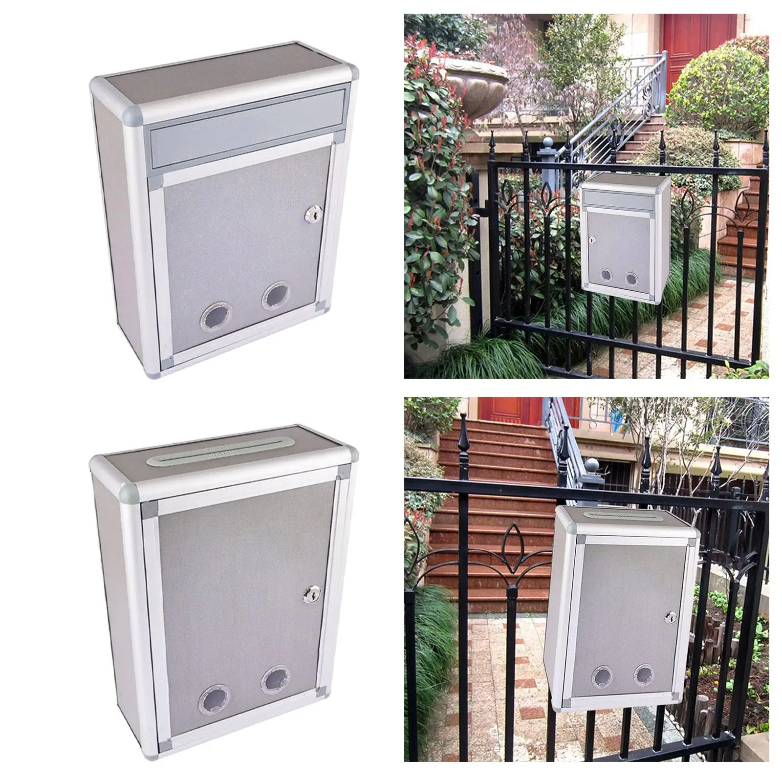 Wall Mount Mailbox Large Capacity Durable Vertical with Lock Metal Drop Box