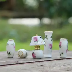 5pcs/set Pocket Decor Artwork Mini Ceramic Vase Miniature Vase Model Rose Small Ceramic Desktop Small Ornaments Home Decorative