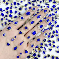 10PCS Exquisite Alloy Klein Blue Glass Diamonds Nail Charms Multiple Style Nail Rhinestones Nail Art Decoration for Making DIY