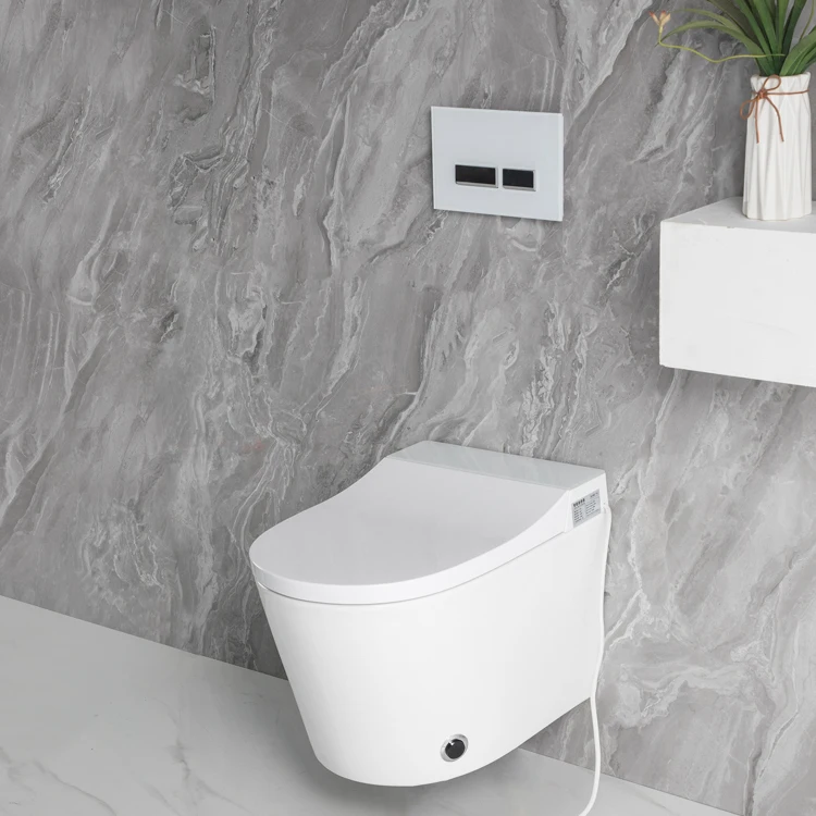 Chaozhou Modern Rimless Electric One Piece Elongated Bidet Toilet Wall Hung Ceramic Smart Toilet with Remote Control
