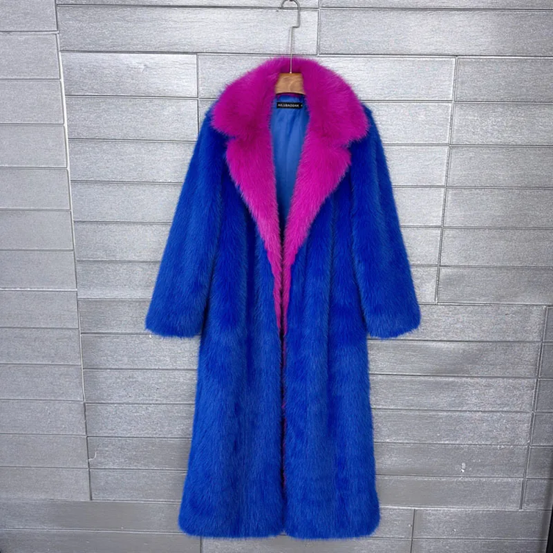 

2025 New Fashion High Quality Women's Fur Coat Winter Season Style Lapel Thick Imitation Fur Women Overcoat Fur & Faux Fur H660